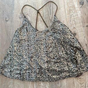 Windsor Gold Sequin Camisole with Chain Straps S